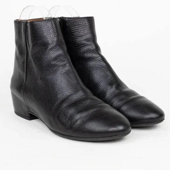Aquatalia Ulyssa Leather Boots Pebble Black Ankle Boots Bootie Side Zip Size 7.5 - Picture 5 of 11